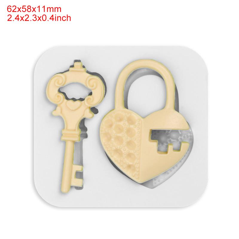 Lock Silicone Love Shape Key Fondant Silicone Mold For Cake Decorating Tools Cooking Sugarcraft Chocolate Gumpaste Mold