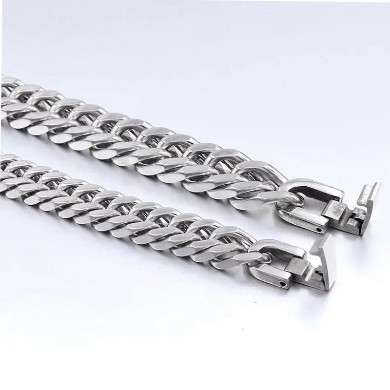 Temu Titanium Steel Cuban Chain Bracelet - Simple European & American Style
