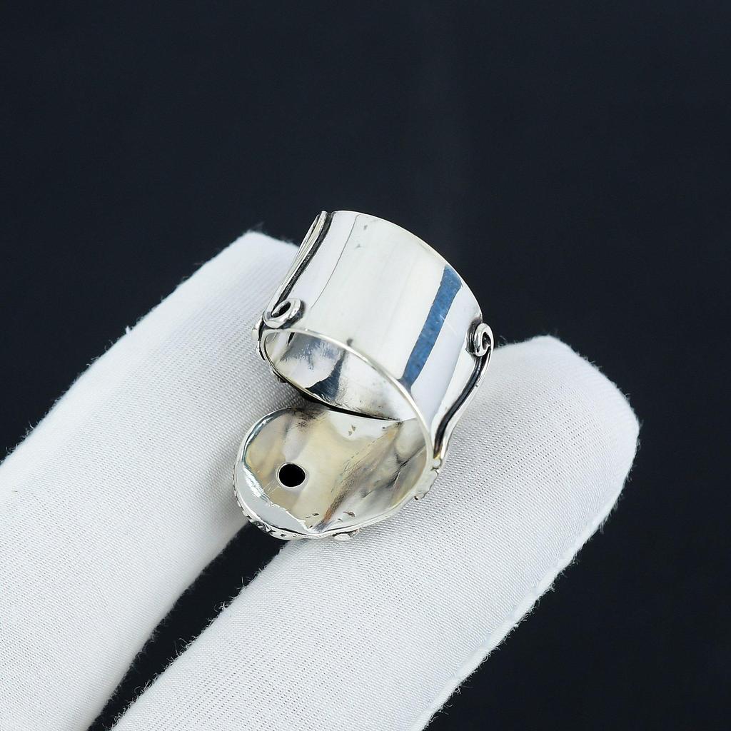 Natural Orange Spiny Oyster Adjustable 925 Sterling Silver Ring - Fits US Sizes 6 To 10 - Antique Handmade Boho Ring for Women & Men, Valentine Gifts