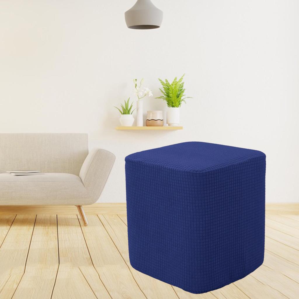 

Jacquard Polyester Square Ottoman Covers Footstool Slipcover Replacement темно-синий