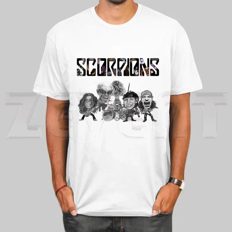 

Футболка Scorpions Music Metal Rock Band для мужчин, с коротким рукавом, повседневные мужские топы, аниме-футболка с принтом, белая футболка, женские футболки XL