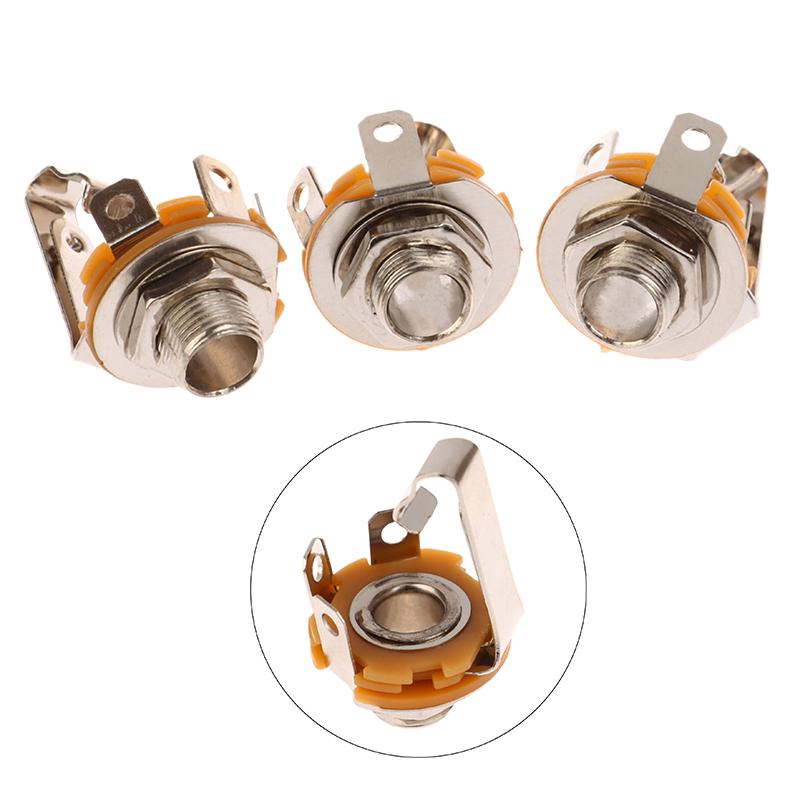 6.35 6.5 Mono Audio Cable Jack Plug Chassis Solder Adapter 5Pcs 6.35Mm 2 Pin Pole 1/4" Female Panel Mount Power Socket Connector