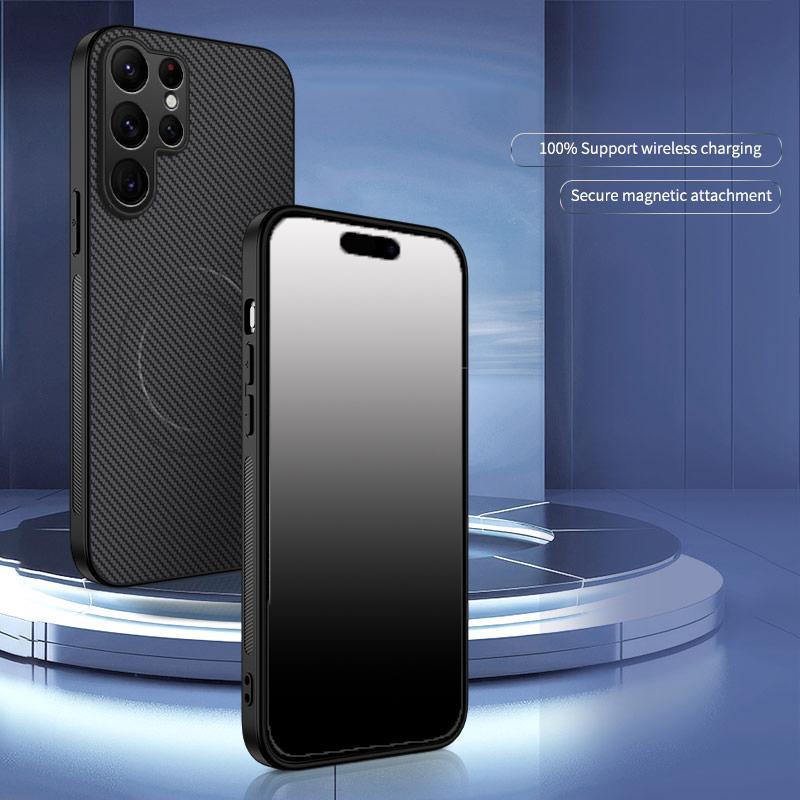 Magsafe Magnetic Wireless Charging Luxury Solid Color Matte Carbon Fiber Phone Case For Samsung Galaxy S26 Ultra Plus Back Cover