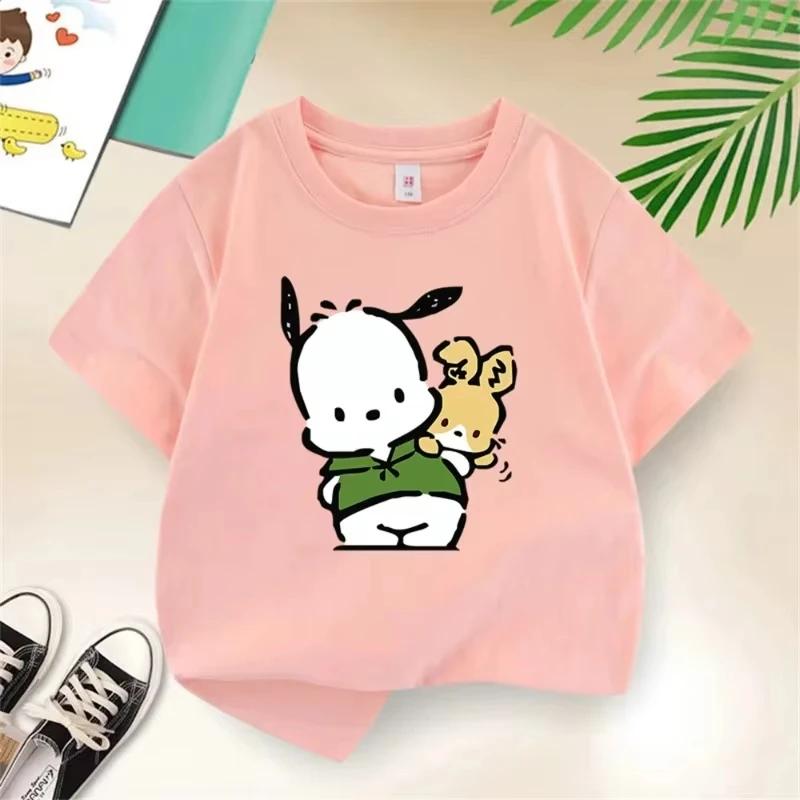 New Childrens Tshirt Soft Cute Pacha Dog Childrens Fun Printed Pure Cotton Round Neck Parent Child Wear Unisex Summer Tshirt 100