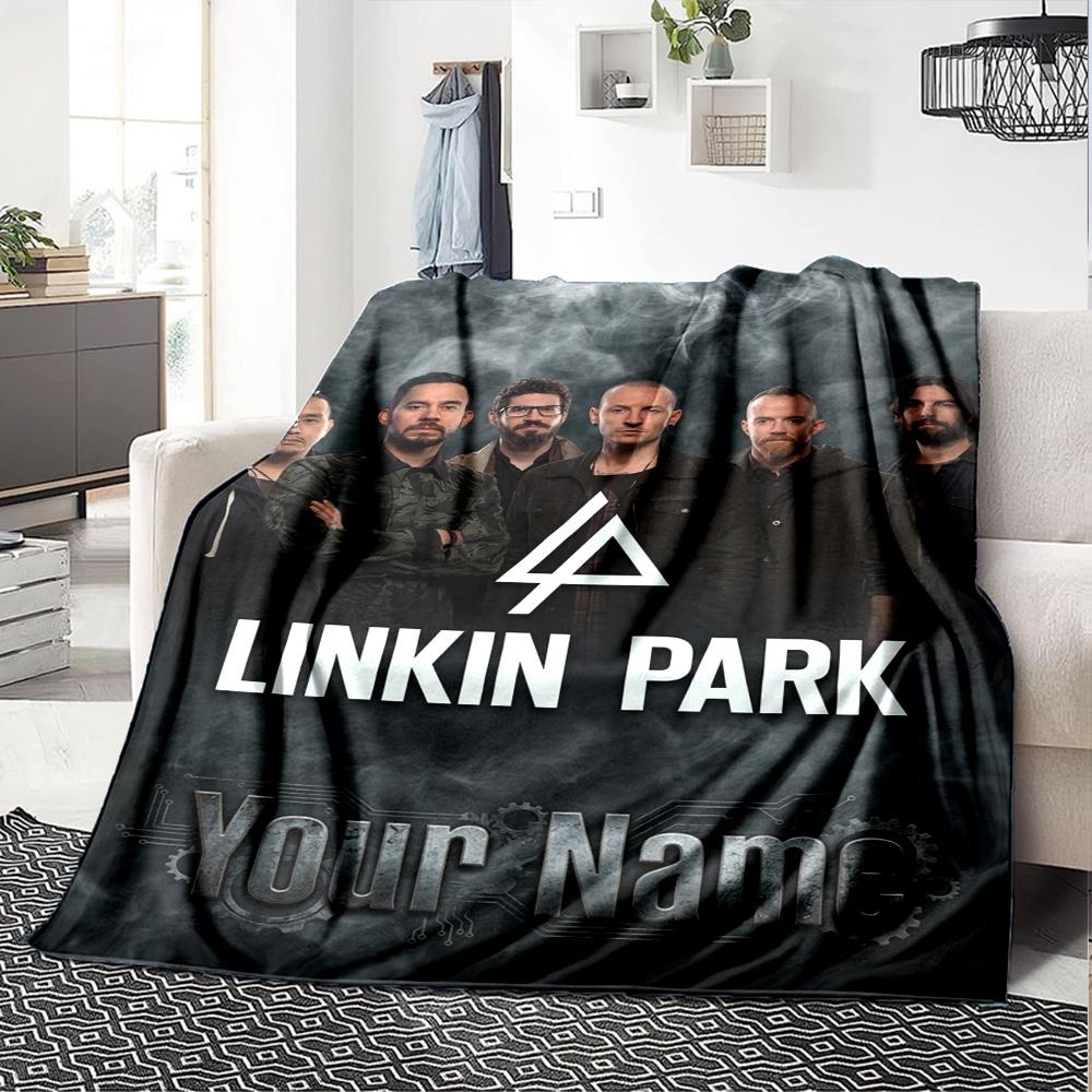 Name Custom Linkin Park Print Flannel Blanket High Quality Warm Comfortable Cover for All Seasons Perfect for Gifts Home Decor