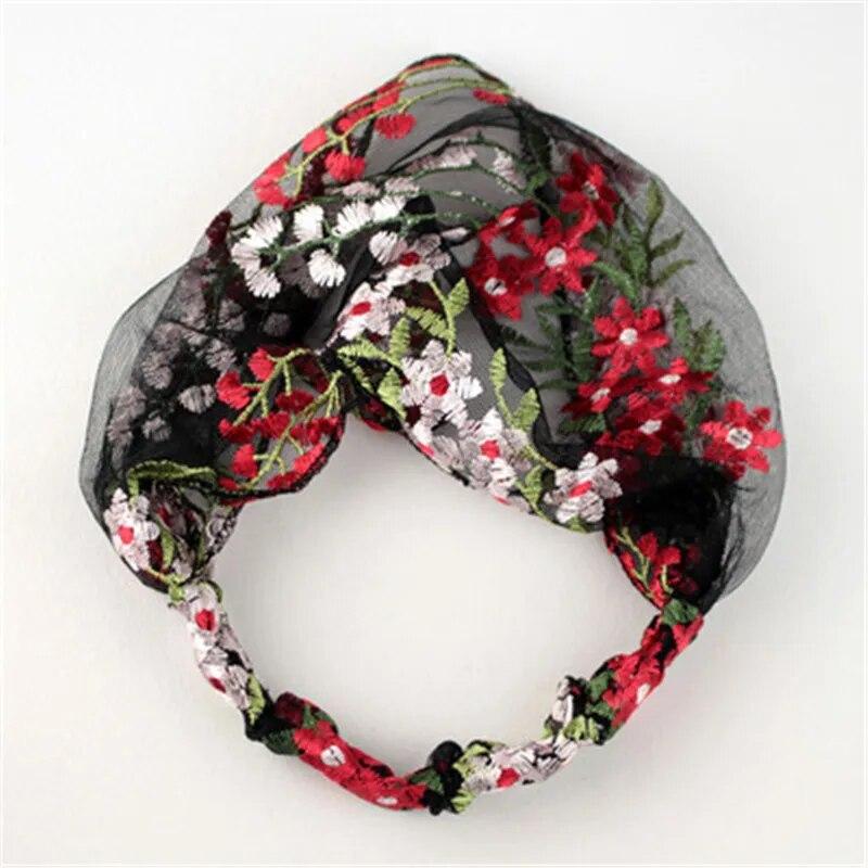 

Ruoshui Summer Woman Elegant Lace Hairband Floral Headband Turban Women Headwear Hair Accessories Girls Bezel Fashion Bandana
