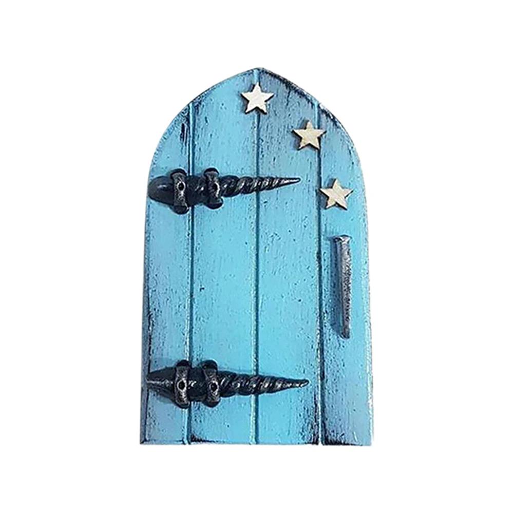 Miniature Fairy Garden Door Wooden Mini Garden Door Elf Door Figurines Wooden Sculpture Trees Garden Decoration Fairy Door