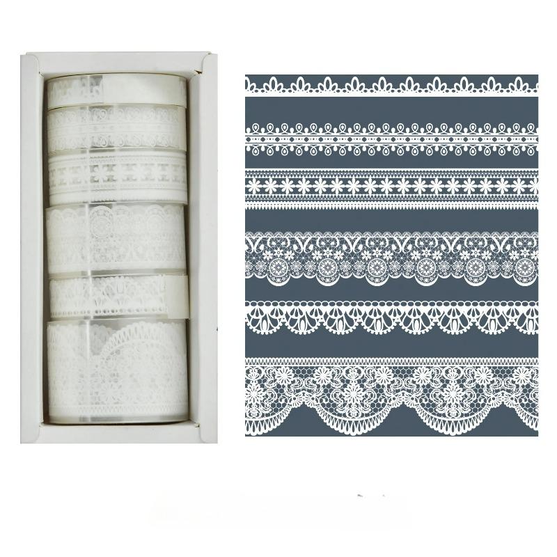 

6 рулонов ретро кружево ПЭТ васи лента для украшения дневника Washitape Cinta Adhesiva Decorativa Скрапбукинг принадлежности малярный скотч