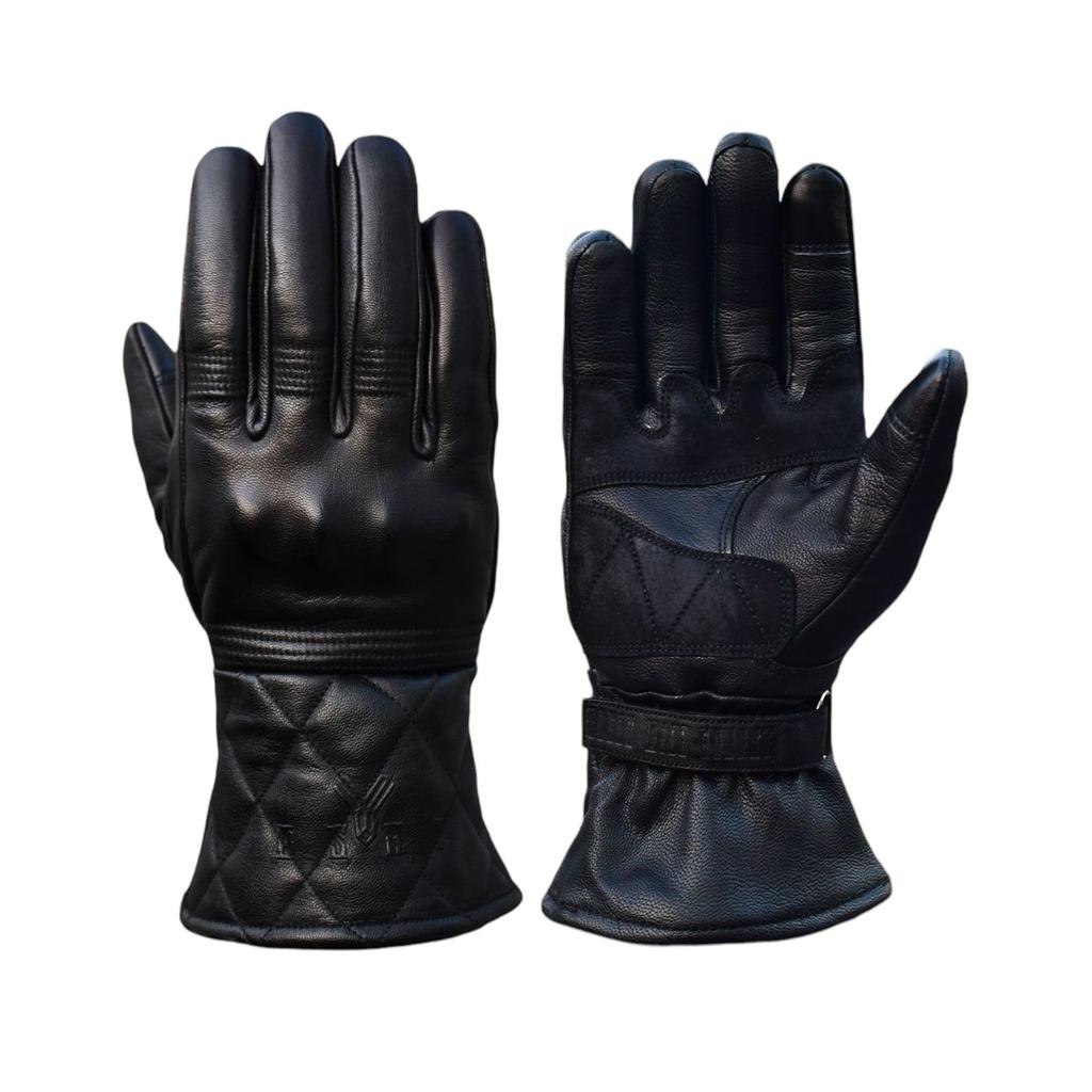 YOSHI Biker Winter Motorcycle Leather Goat Leather with Diamond Vintage Touchscreen Quilted Cold Weather Protection Size Gloves, Gloves, Stitching,