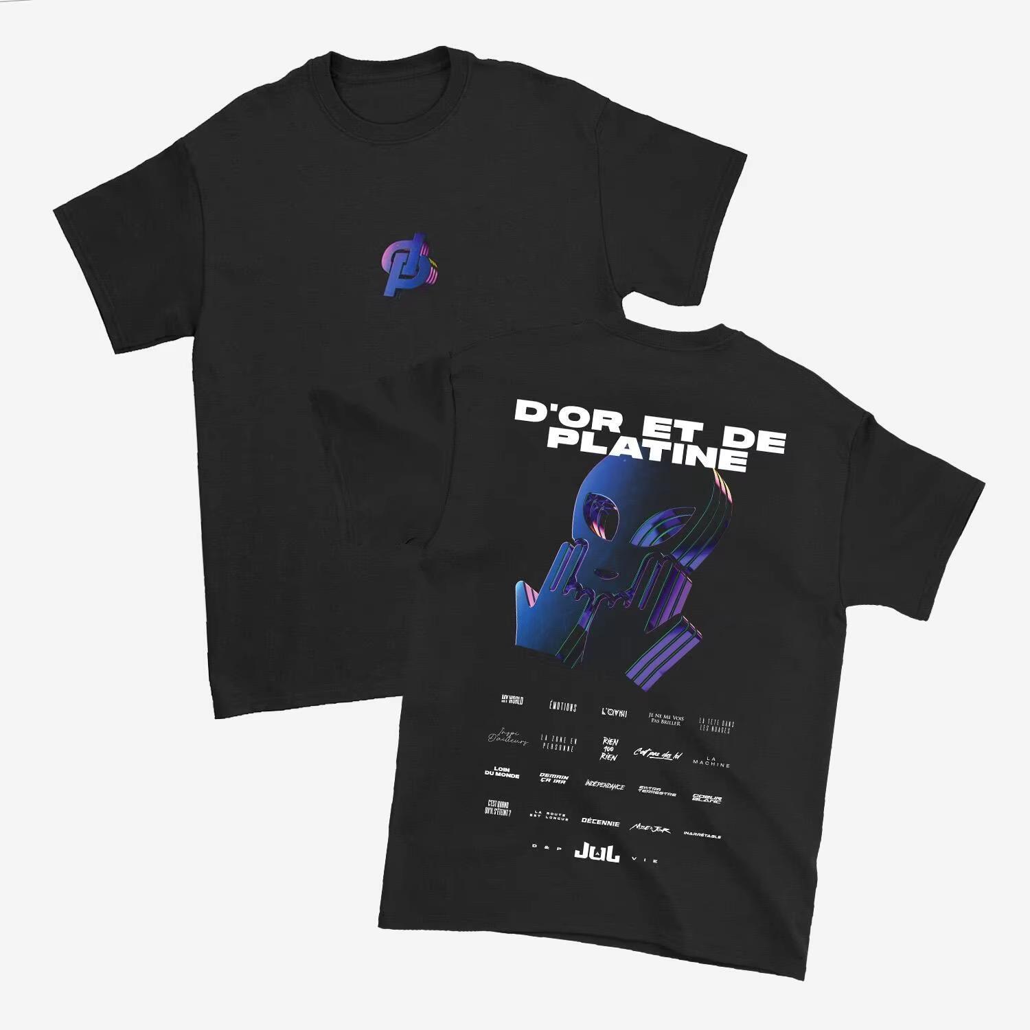 

French Rapper JUL D Or Et De Platine Printed T-shirt Men and Women Summer Cotton Y2K Clothing Hip-hop Fashion Short Sleeved T... S разноцветный