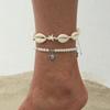 Beach Vacation Starfish Shell Turtle Anklet Set, Ocean Style Imitation Pearl Beaded Feet