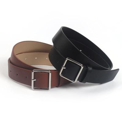 Korean Style Women's Wide Black Leather Belt - Retro Square Buckle, Decorative & Versatile Fashion Accessory