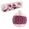 Set of 4 Pink Styrofoam Baubles with 6 Cm Beads for Christmas Decorations