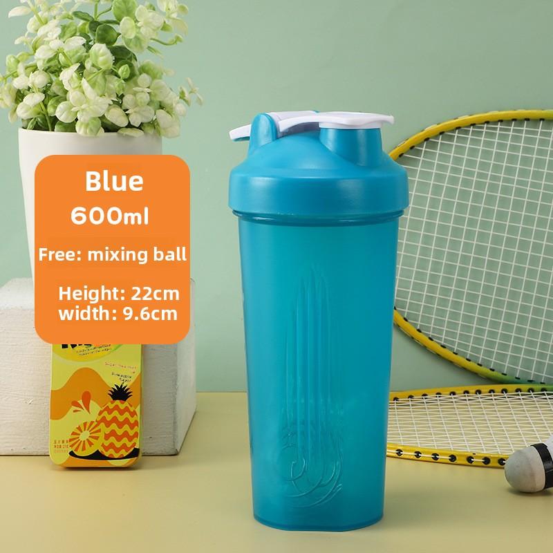 600ml Plastic Sports Water Cup with Scale Cap, Portable Outdoor Fitness Protein Powder Shaker Cup