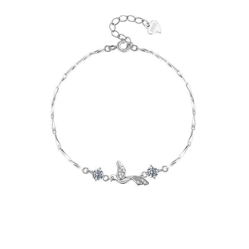 Blue Eucalyptus and Bird Couple Bracelet Female Niche Design Light Luxury Premium Sense Send Girlfriend Birthday Gift Hand Jewelry