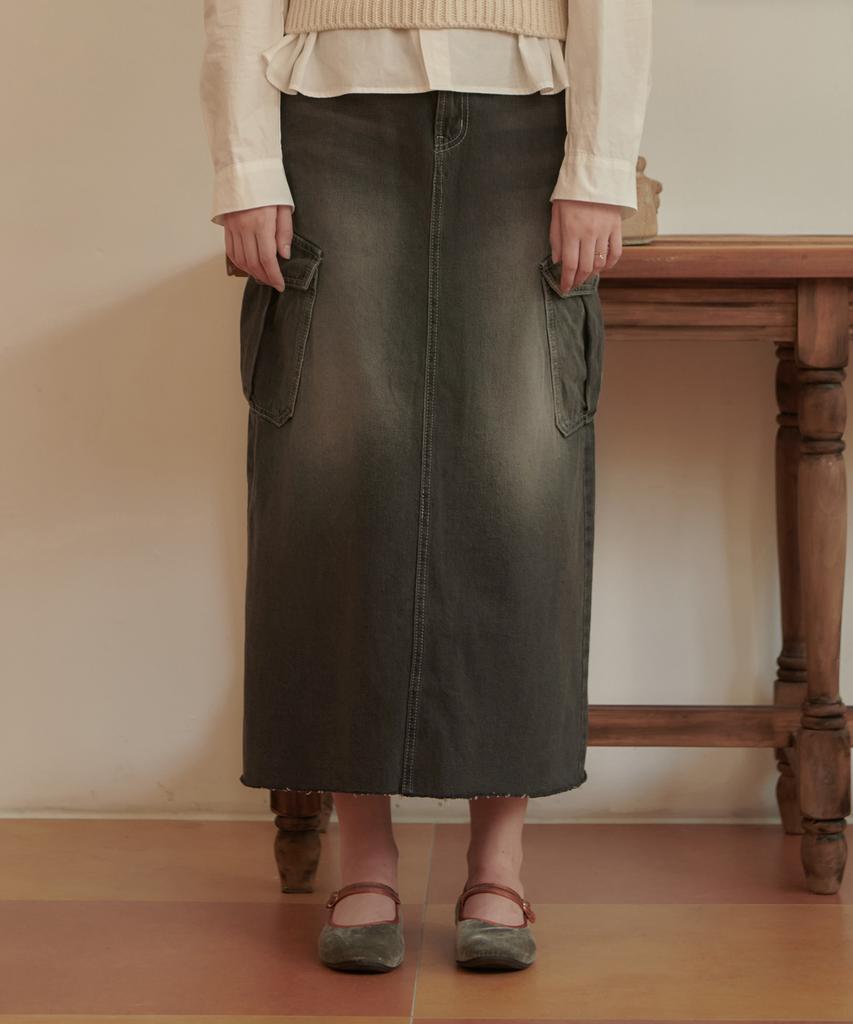Pandora Fit [Skirt] Lisa Cargo Long Denim Skirt