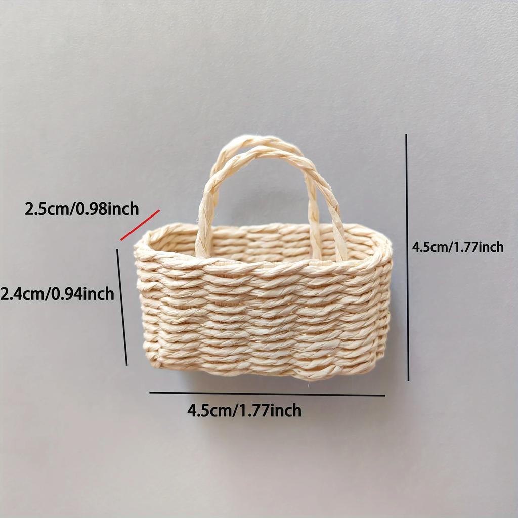 Miniature Basket Handmade Mini Wicker Basket Woven Paper Rattan Basket Dollhouse Ornament Accessories Decoration Easter