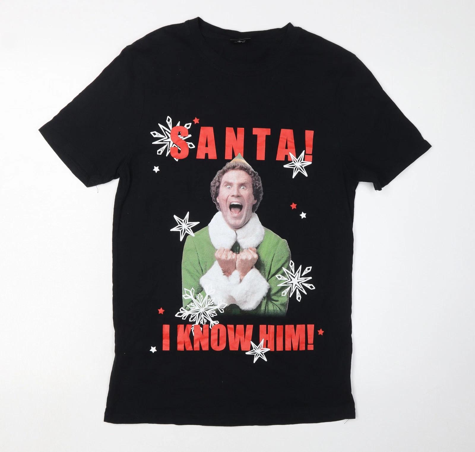 

Elf Men s Black Christmas T-Shirt, Size S, Cotton Crew Neck M