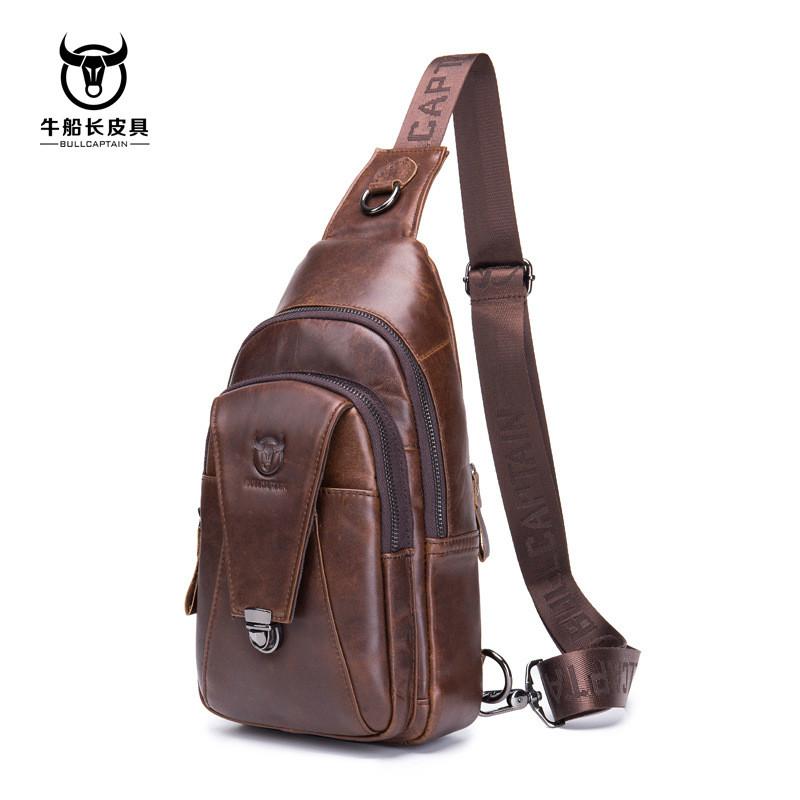Značka 2024 vysoce kvalitní pánská pravá kůže hovězí kůže Vintage hrudník zádový batoh Cestovní móda Cross Body Messenger taška přes rameno