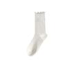 Japanese & Korean Style Ruffle Lace Mid-Calf Socks - Retro Vertical Stripe Design for Women
