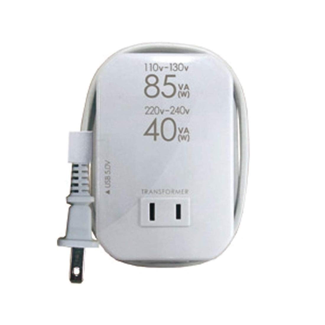 

Kashimura для використання за кордоном Тонкий трансформатор із USB-виходом AC110V 130V AC220V 240V 40W Штекер живлення головного блоку A Вихідна розетка типу A білий