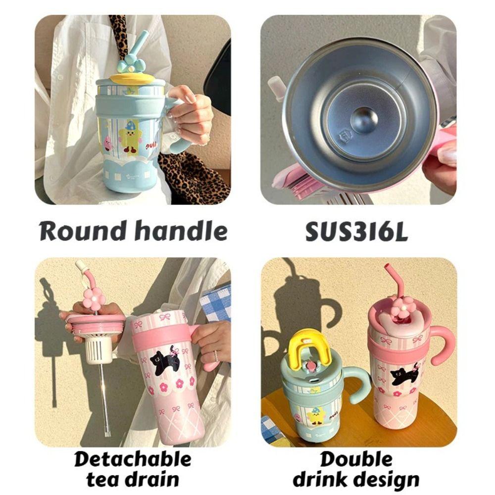 Cartoon Water Bottle Stainless Steel Student Drinking Kettle Fashion Insulated Cup