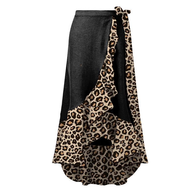 

Миди-платье с леопардовым принтом и неровным подолом для пляжа для женщин One Size чёрный