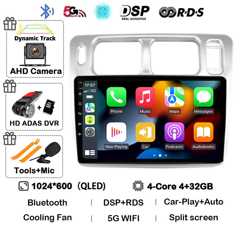 Android 14 Wireless Auto Carplay For Mitsubishi Pajero iO 1998-2007 Car Radio GPS Navigation 4G WIFI Multimedia Video Player DSP