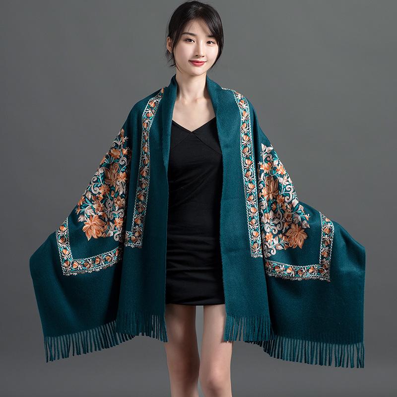 Fashion Scarf Women Cashmere Scarves Embroider Flower Wrap Scarf Tassel Shawl Soft Warm Thick Blanket Wraps Bufanda Mujer Scarf