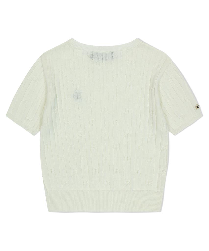 MAHAGRID Cable Half Sleeve Knit Ivory(Mg2Fmfk612A)