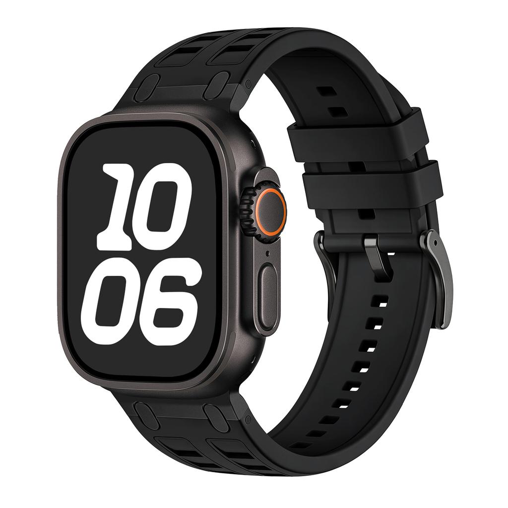 Metal Head Silicone Band for Apple Watch Ultra 3 49mm 46mm 42mm 45mm 44mm 40mm Rubber Strap for Iwatch Series 11 10 9 8 7 6 5 SE