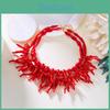 Red Coral Geometric Necklace For Women Summer Fashion Jewelry