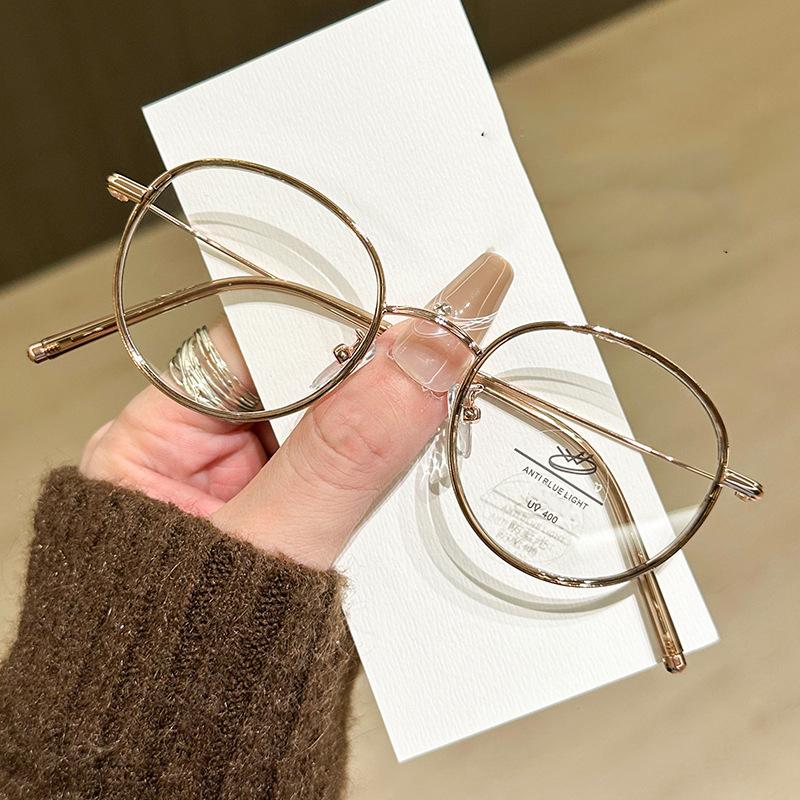 Metal Frame Men And Women Same Style Glasses Frame Fashionable Commuting Anti-blue Light Glasses Myopia Glasses Frame