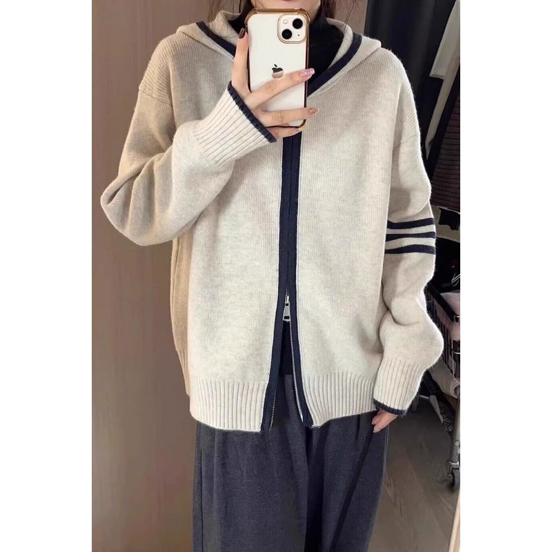 

Серый худи в корейском стиле, ленивый стиль, мягкий, клейкий, на молнии Meters apricot L Suitable for 52.50 kg-57.50 kg