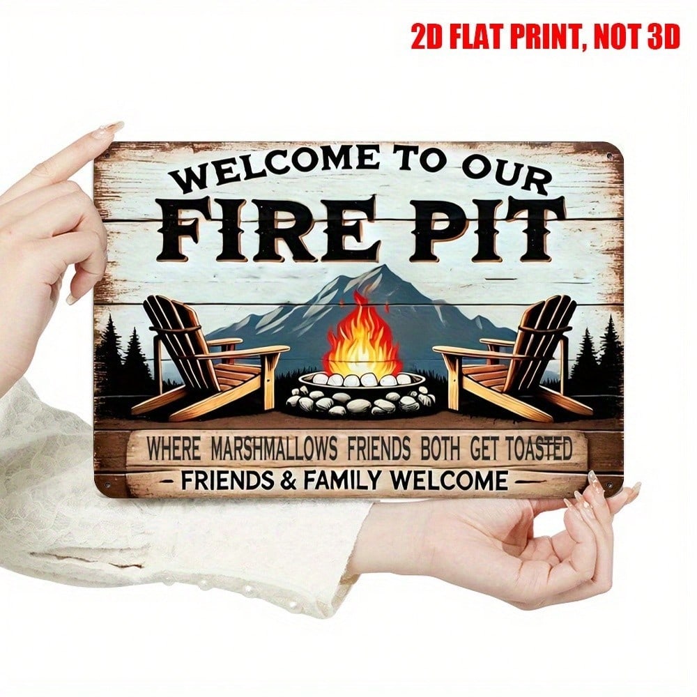 

Vintage Metal Sign for Fire Pit Camping Backyard Decor Rustic Wall Art Garden Patio Gift Outdoor 20x30