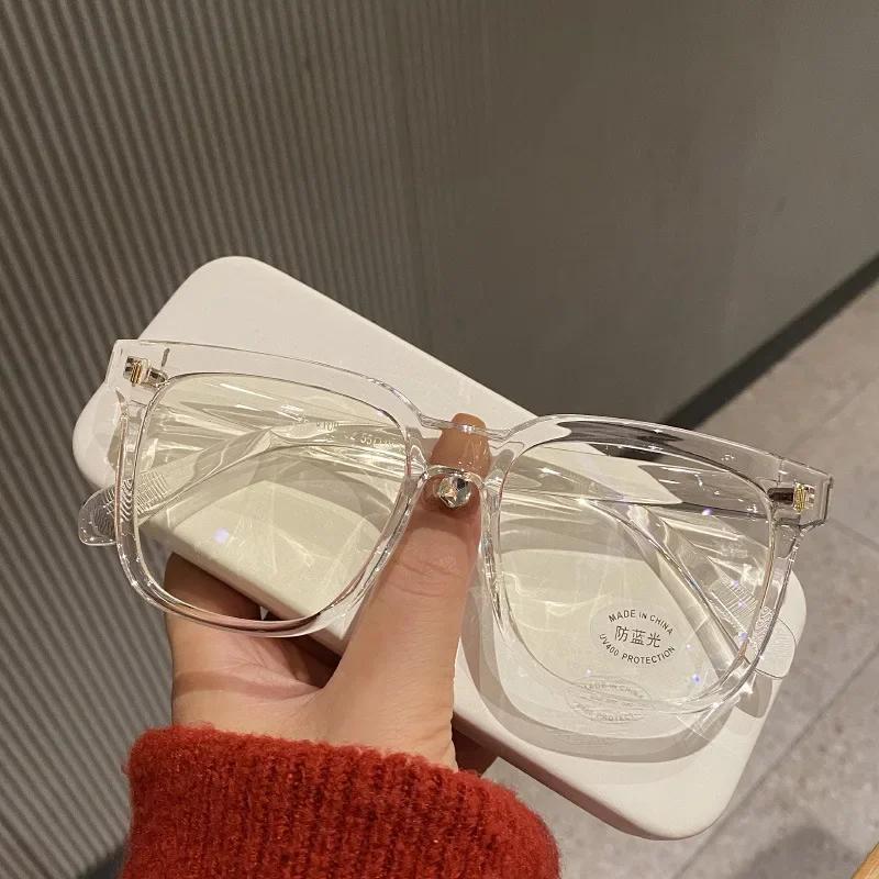 Transparent Computer Glasses Frame Women Men Anti Blue Light Round Glasses Blackout Glasses