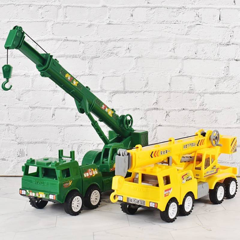 Toy Construction Crane Large Size Inertia Driven Plastic Vehicle Model Kids Gift