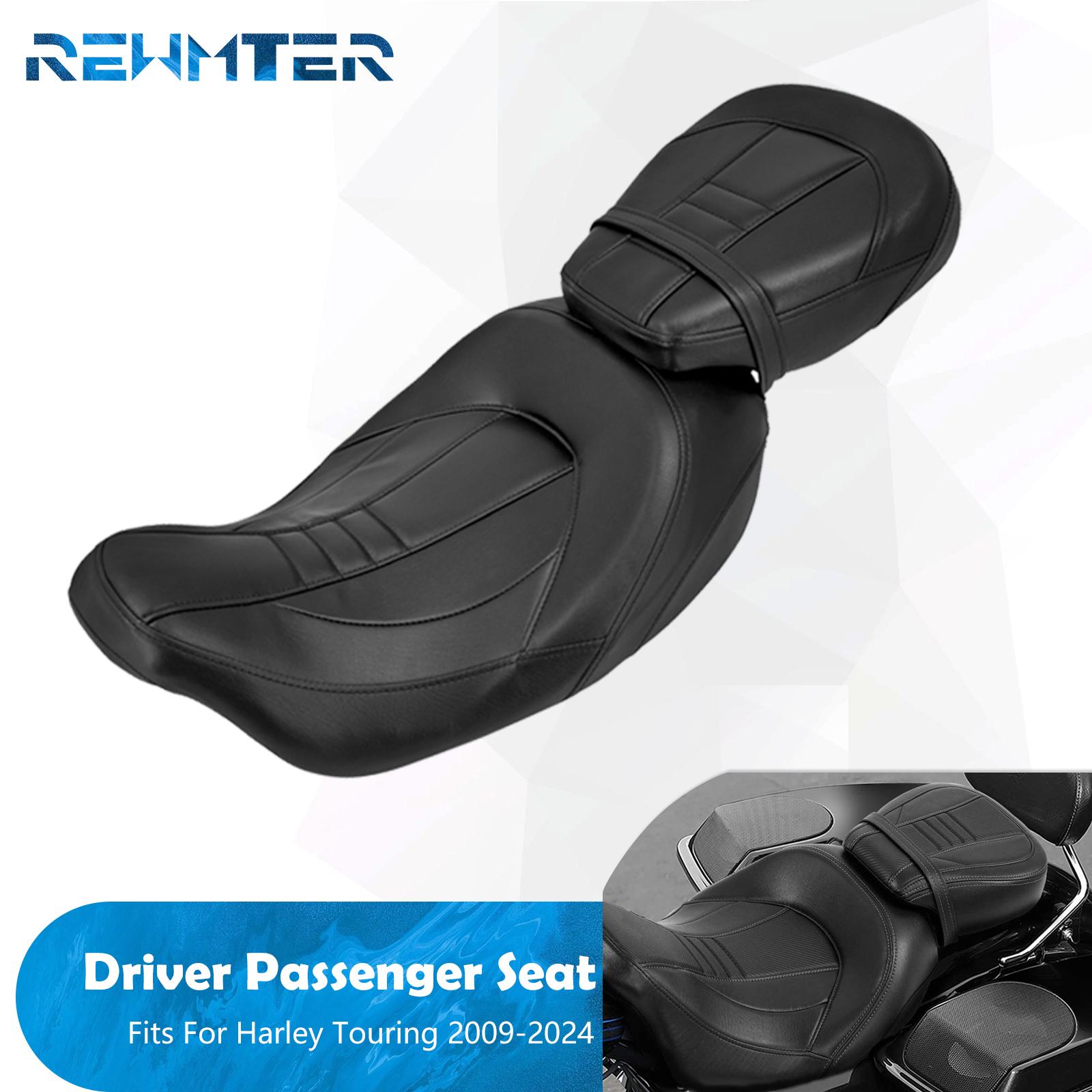 

Motorcycle Two Up Seat Black Front Rear Driver Passenger Seat For Harley Touring Road King Street Electra Road Glide 2009-2024 Two Up Seat C