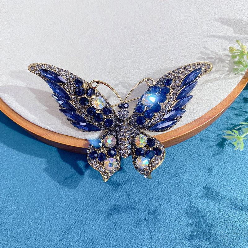 

Модная бабочка, цветная брошь со стразами, брошь в виде животного, одежда, пальто, куртка, аксессуары, брошь синий