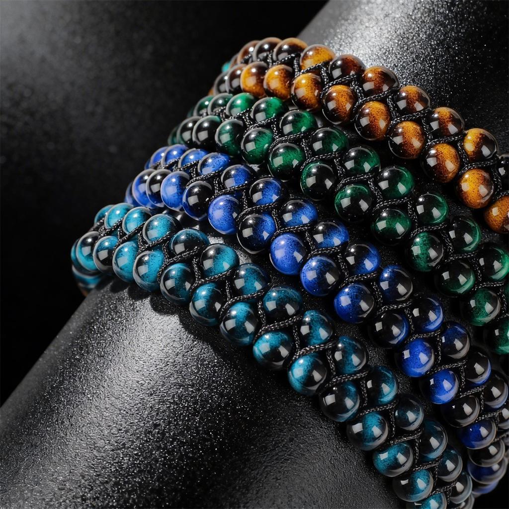 New Personality Trend Jewelry Bracelets Braided Bead Bracelets Bracelets Men's Dark Tiger's Eye Stone Bracelets