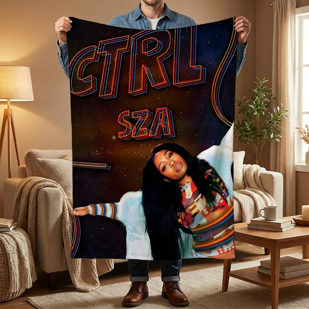 S-SZA SZA MUSIC Throw Soft Coral Fleece Blanket 310gsm Fluffy Warm Throw for Sofa Bed Couch Bedroom Decor