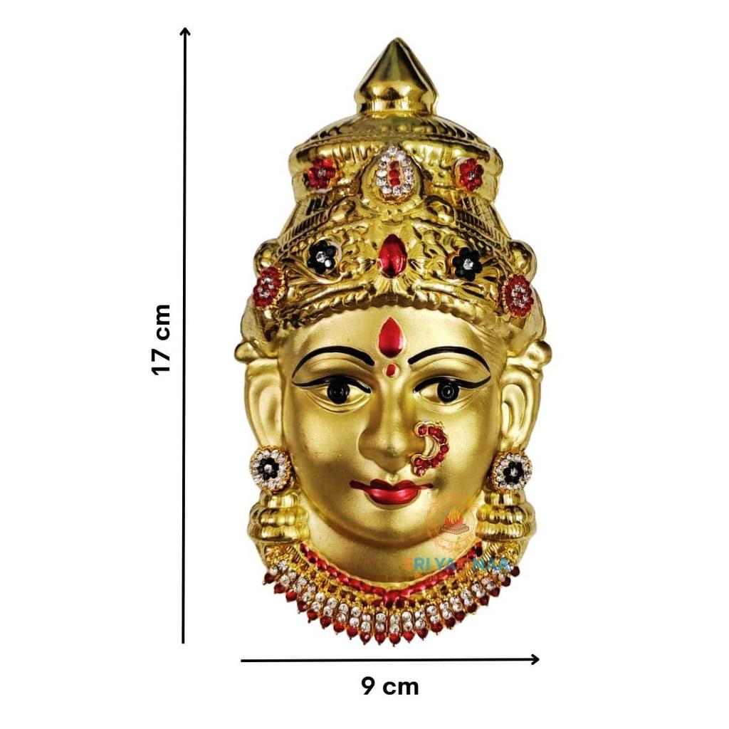 Gold Decorated Lakshmi Face - Brass Decorative Face - Varalakshmi Amma
