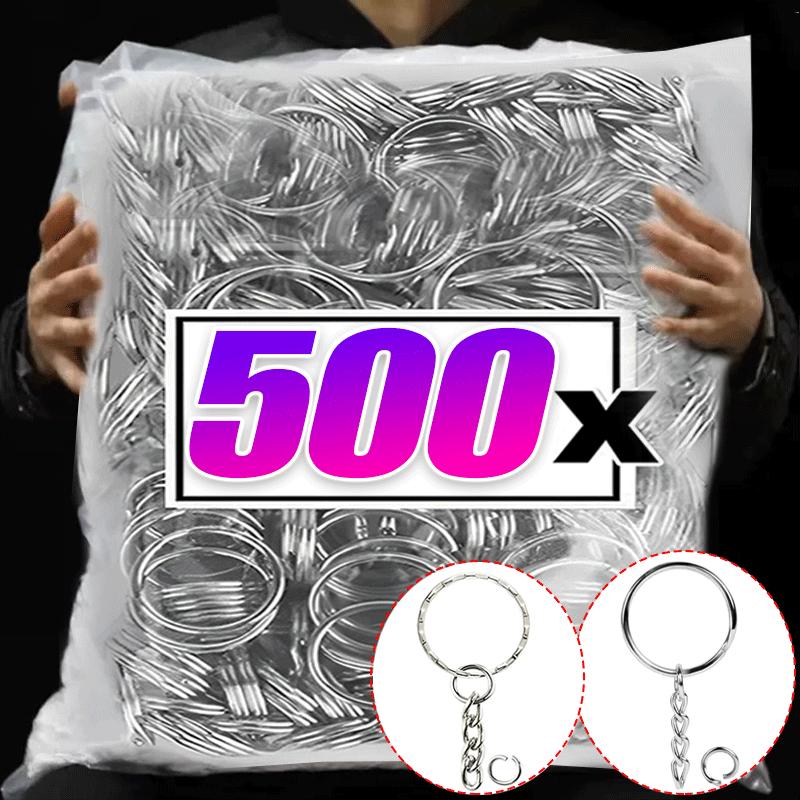 50/500pcs Metal Blank Keyring Keychain Split Rings Keyfob Key Rings Lobster Clasp Key Chain Key Pendant Stainless Steel Rings