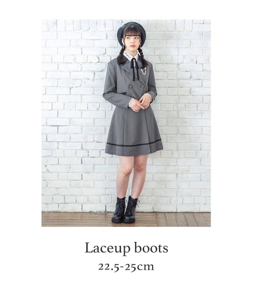 Boots for Short L [Arisana] Kids, Girls, Boots, Lace-up Shoes, Black, (23.5-24.0cm)