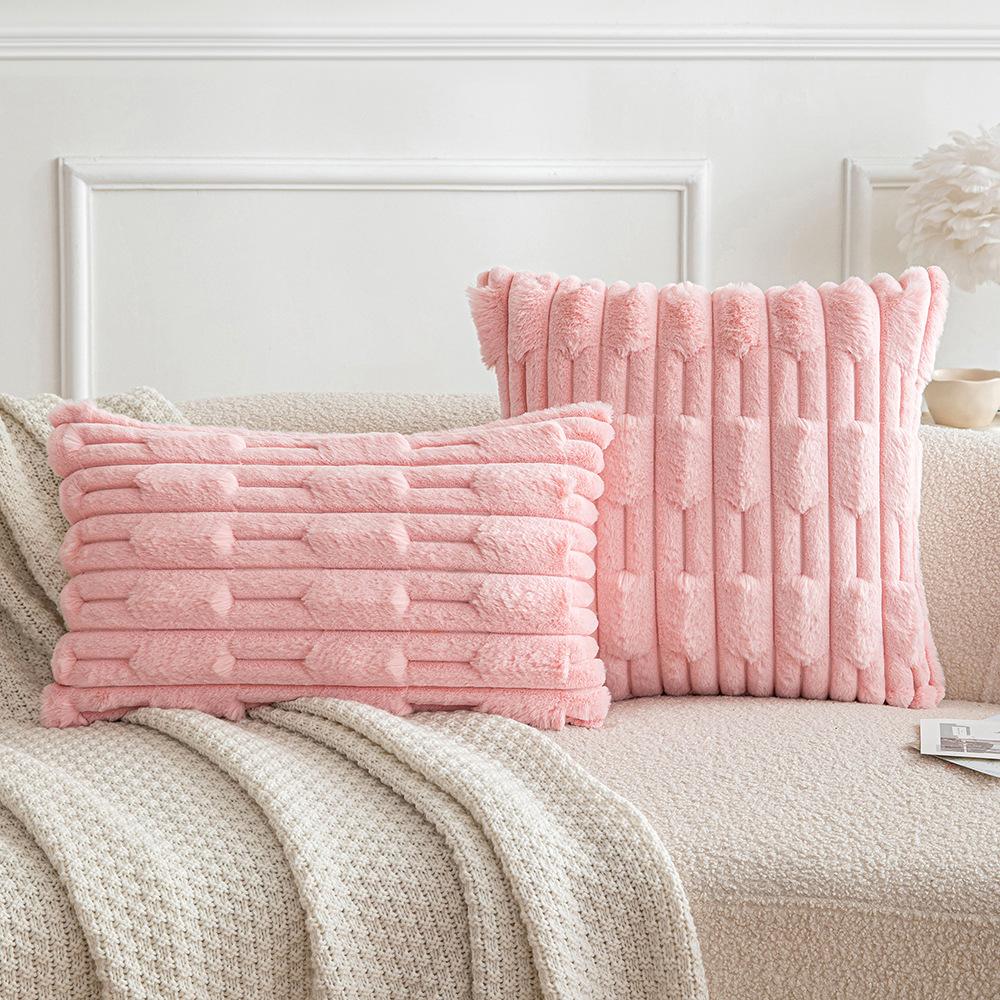 

Набор из 2 наволочек, мягкая, уютная бархатная наволочка, чехол из искусственного меха кролика для дивана, дивана, кровати, кресла, декоративные подушки для дома 30X50cm-2pcs розовый