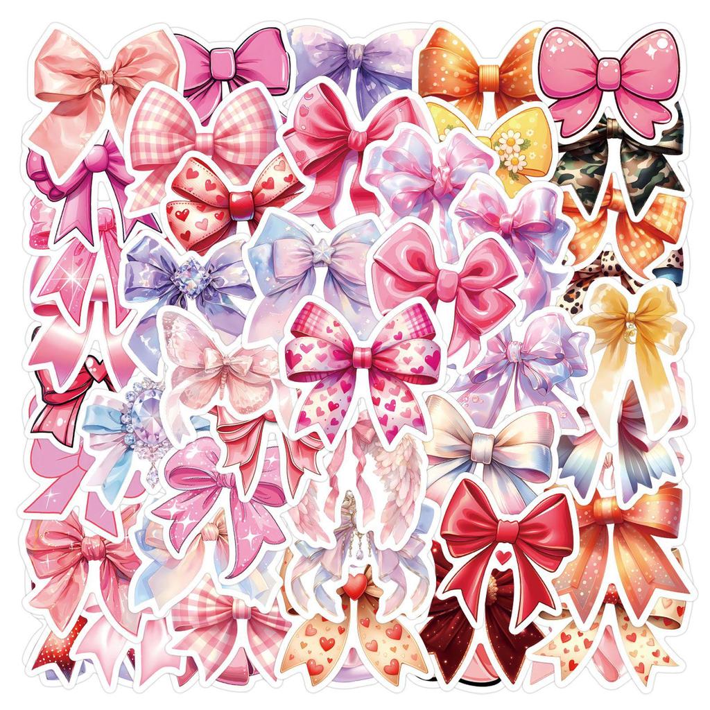 60 Waterproof Bow Graffiti Stickers for Scooters, Notebooks, and Water Bottles