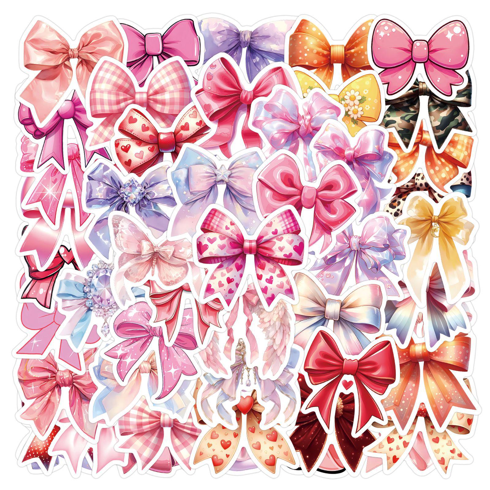 60 Cross-Border Fresh Girly Bow Knot Stickers for Children s Journal or Luggage Decoration.