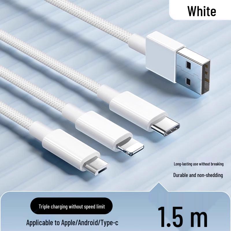 3-in-1 100W Fast Charging Braided Cable - National 3C Certified