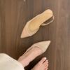 French temperament evening pointed head empty slope heel women's new shoes with skirt fairy flat bottom bag head sandals women's summer