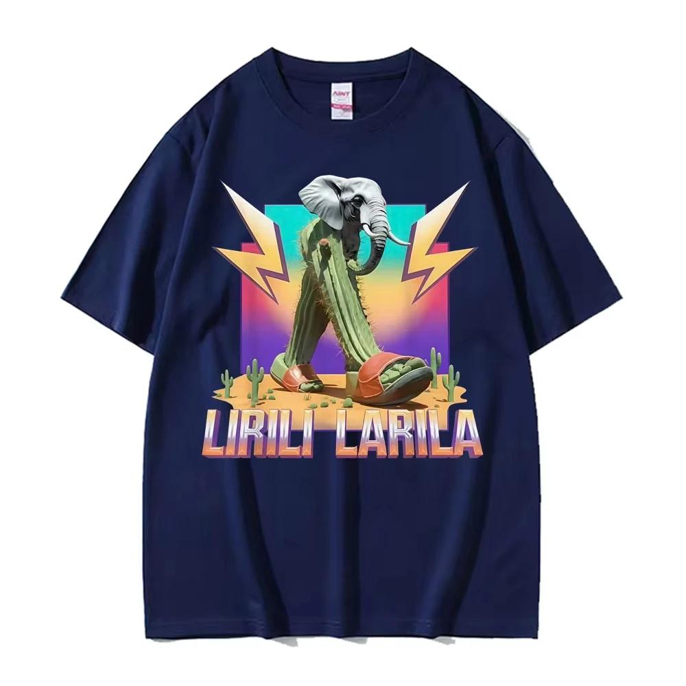 Rolig Lirili Larila T-shirt Herr Sommar Svettabsorberande Andningsbar Topp Bomull Rundhals Kortärmad Mode Herrkläder